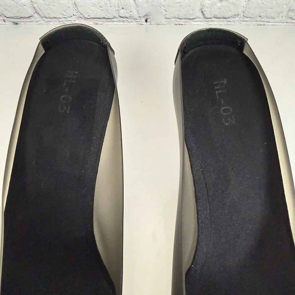 Yeezy Women’s Wedge Heels HL-03 Black Translucent TPU Heel Size 10 Slip On Shoe